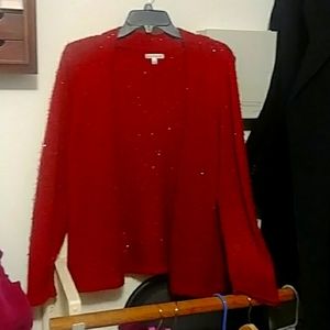 Red cardigan